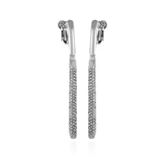 Silvertone Glass Stone Linear Drop Clip On Earrings