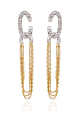 Twotone Link Chain Drop Dangle Earrings
