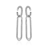 Silvertone Tassel Chain Huggie Hoop Drop Earrings