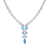 Silvertone Blue Stone Pendant Statement Necklace
