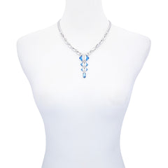 Silvertone Blue Stone Pendant Statement Necklace