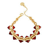Goldtone Red Stone Cable Chain Bracelet