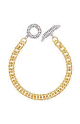 Goldtone & Crystal Toggle Chain Bracelet