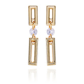 Goldtone Clear Glass Stone Dainty Drop Earrings