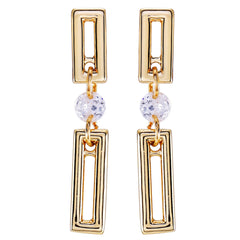 Goldtone Clear Glass Stone Dainty Drop Earrings