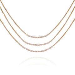 Goldtone Crystal Stone Multi Layered Necklace