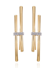 Goldtone Crystal Stone Fish Hook Earrings