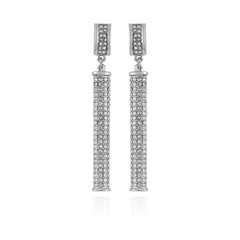 Silvertone Crystal Stone Drop Earrings