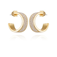 Goldtone Crystal C Hoop Earrings