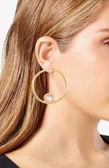Goldtone Crystal Stone Hoop Earring