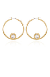 Goldtone Crystal Stone Hoop Earring