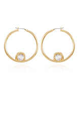 Goldtone Crystal Stone Hoop Earring