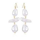 Goldtone Pearl Linear Drop Earrings