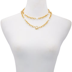 Goldtone Pearl Layered Toggle Necklace