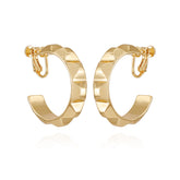 Goldtone Chunky Clip On Hoop Earrings