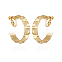 Goldtone Chunky Clip On Hoop Earrings