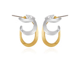 Two Tone Gilded Leaf Hoop Earrings