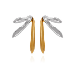 Two Tone Gilded Leaf Hoop Earrings