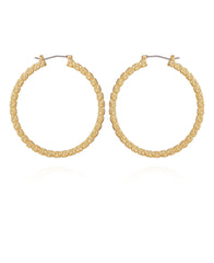 Goldtone Frozen Ball Chain Hoop Earrings