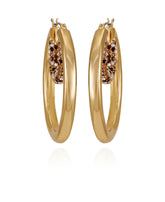 Goldtone Pave Crystal Stone Layered Hoop Earrings