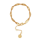 Goldtone Twisted Herringbone Chain Bracelet