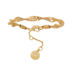 Goldtone Twisted Herringbone Chain Bracelet