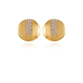 Goldtone Crystal Stone Coin Button Earrings