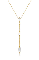 Long Goldtone & Stone Pendant Necklace