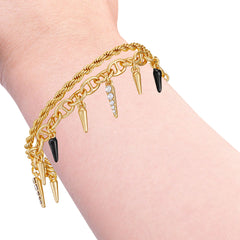 Crystal And Goldtone Multi Strand Bracelet