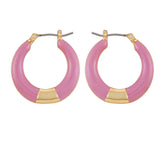 Gold Tone Enamel Hoop Earrings