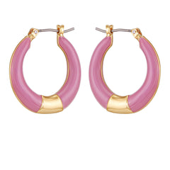 Gold Tone Enamel Hoop Earrings