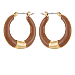 Gold Tone Enamel Hoop Earrings