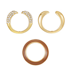 Goldtone And Crystal Hoop Ring Set