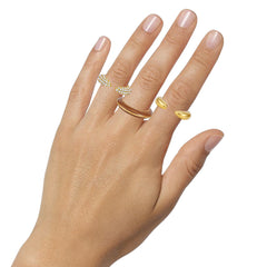 Goldtone And Crystal Hoop Ring Set