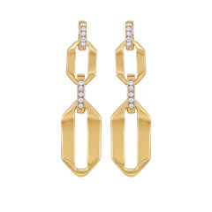 Goldtone And Crystal Link Drop Earrings
