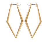 Goldtone Diamond Shaped Hoop Earrings