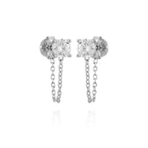 Crystal Stud Chain Dangle Drop Earrings