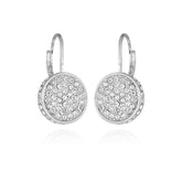 Silvertone Glass Stone Coin Leverback Earrings