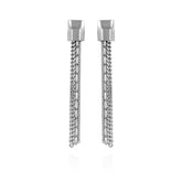 Silvertone Mixed Chain Linear Tassel Dangle Drop Earrings