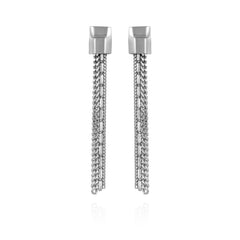 Silvertone Mixed Chain Linear Tassel Dangle Drop Earrings