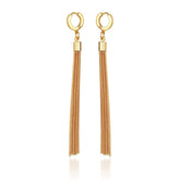 Goldtone Huggie Tassel Hoop Drop Earrings