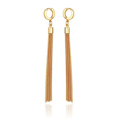 Goldtone Huggie Tassel Hoop Drop Earrings