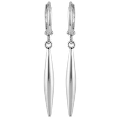 Silvertone Spear Dangle Huggie Hoop Drop Earrings