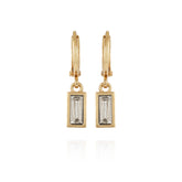 Rectangular Glass Stone Huggie Drop Earrings