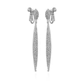 Silvertone Glass Stone Pave Drop Clip On Earrings
