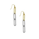 Two Tone Crystal Stone Paper Clip Drop Earrings