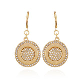 Goldtone Pave Stone Coin Drop Earrings