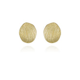Goldtone Texturized Pebble Coin Earrings