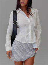 Compromise Long Sleeve Button Up Top White