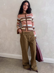 Thrill Ride Mid Rise Flare Jeans Washed Brown